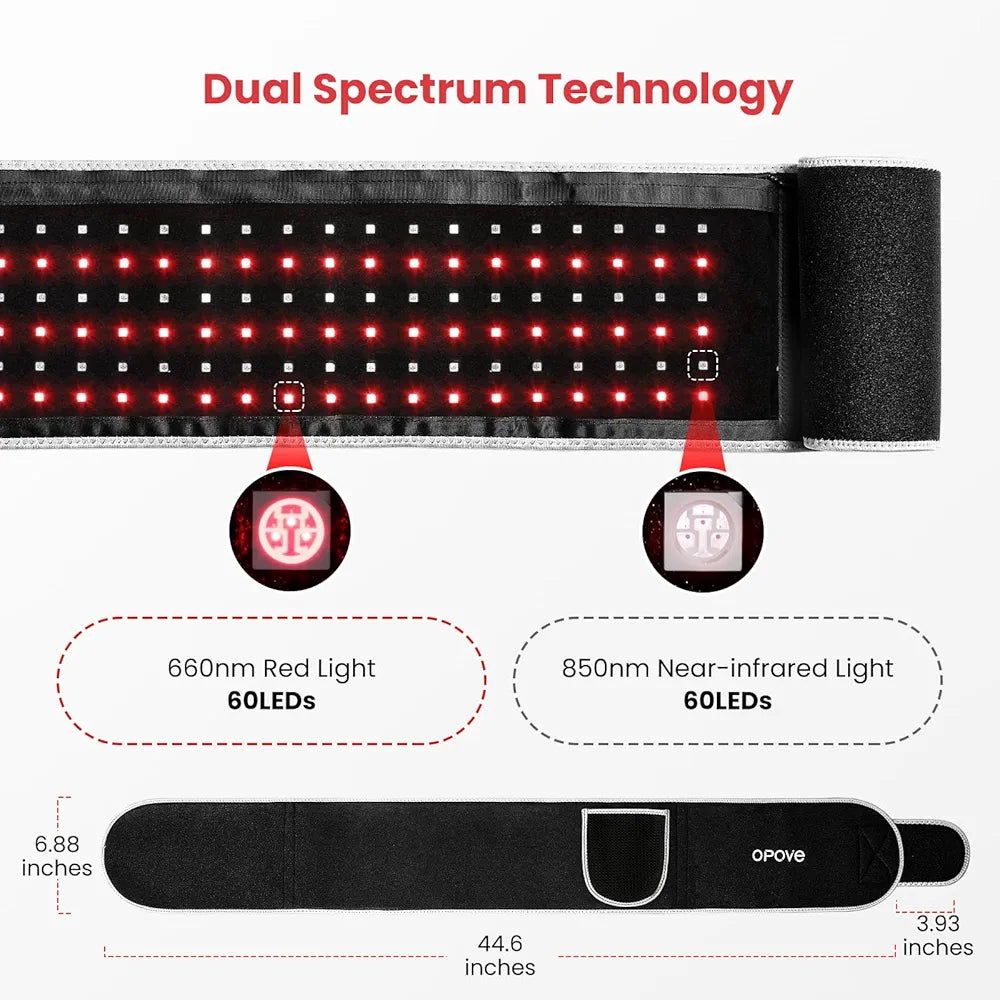 Opove Red Light Therapy Belt with Portable Power Controller Near-Infrared Light Therapy for Tissue Repair Resolve Inflammation Relieve Back Pain 660nm & 850nm Wavelengths New Version R2